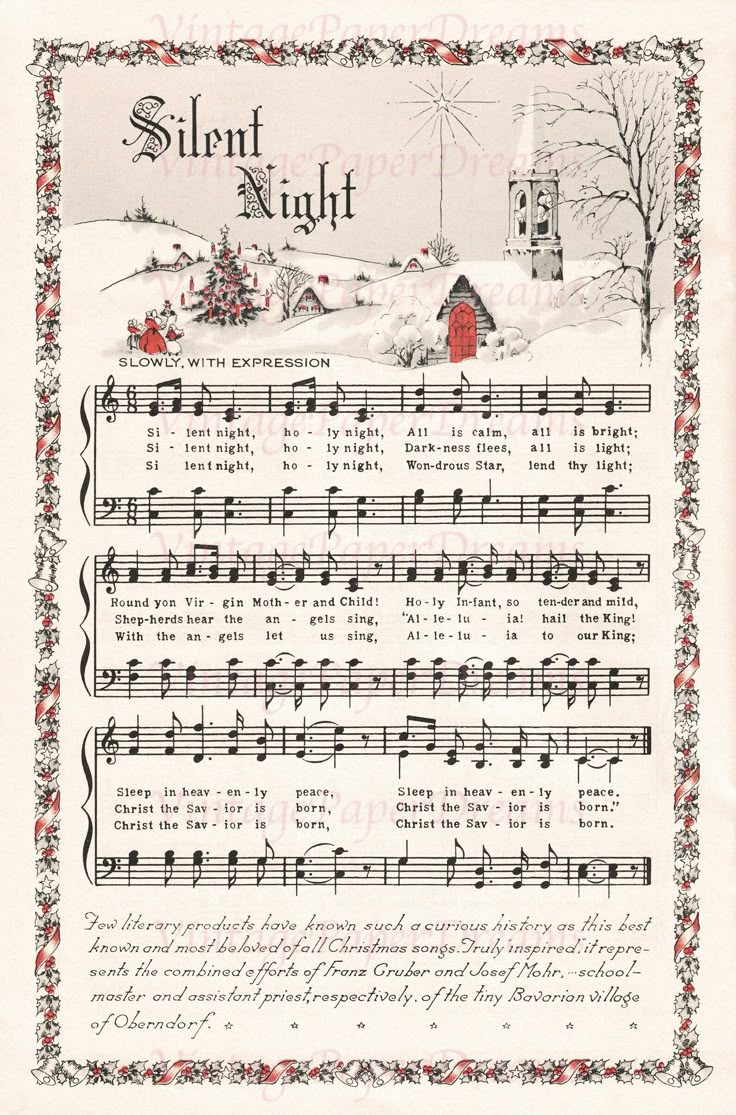 Vintage Printable Christmas Carol Sheet Music PDF • Traditional