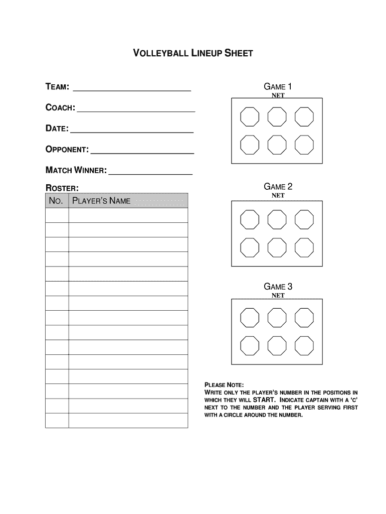 Volleyball Lineup Sheet Form - Fill Online, Printable, Fillable Volleyball Lineup Sheet Form - Fill Online, Printable, Fillable