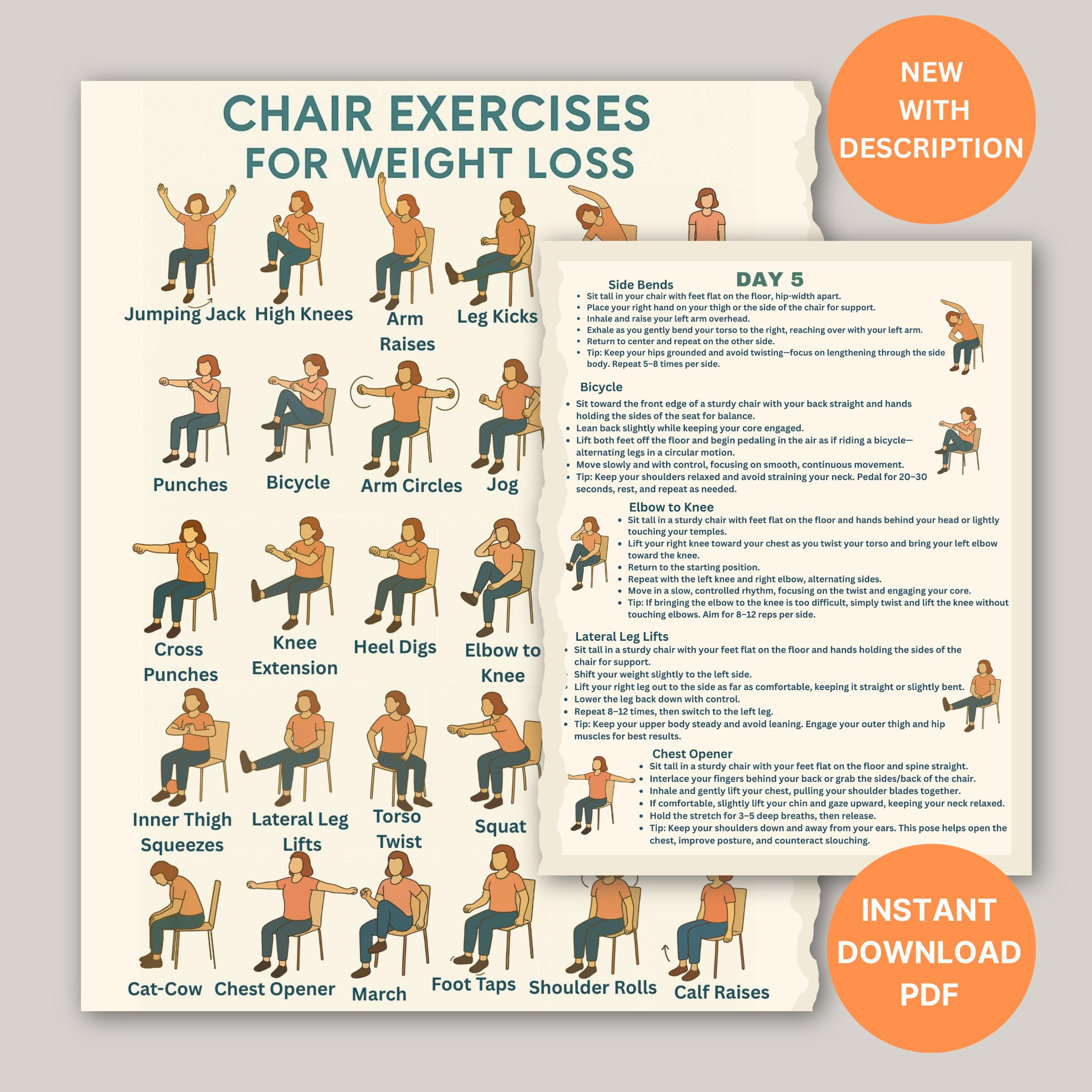 Weight Loss Chair Yoga For Seniors Free Printable Chair Exercises