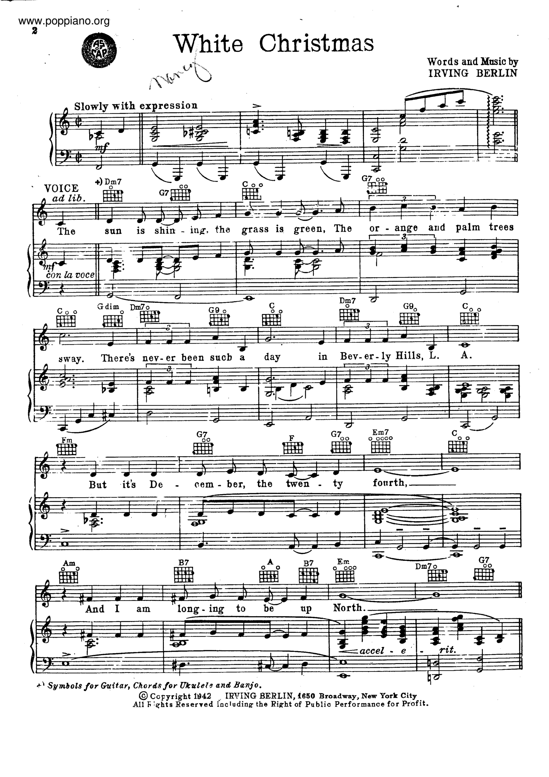 ☆ White 聖誕歌鋼琴譜 Christmas Songs Sheet Music  Sheet Music