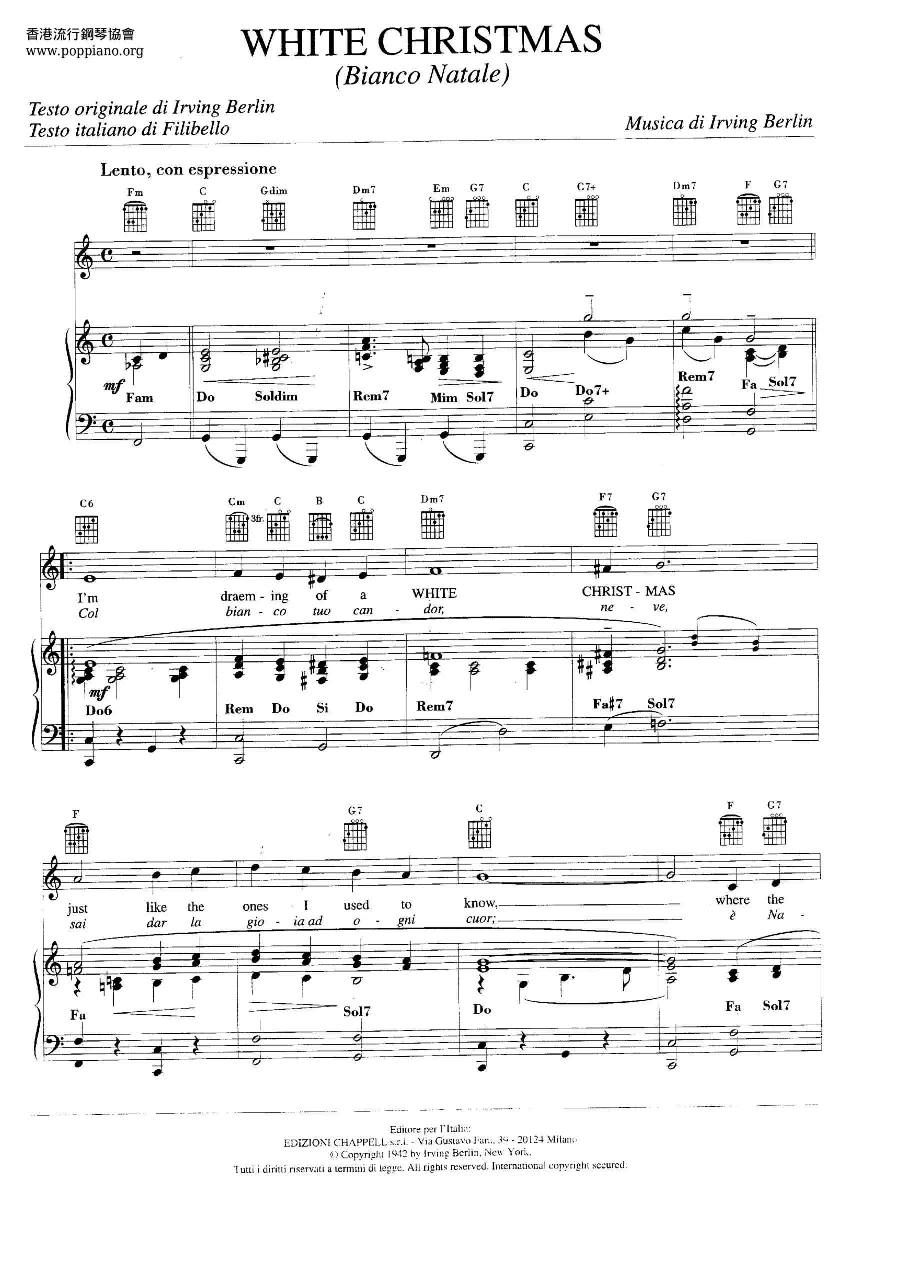 ☆ White 聖誕歌鋼琴譜 Christmas Songs Sheet Music  Sheet Music