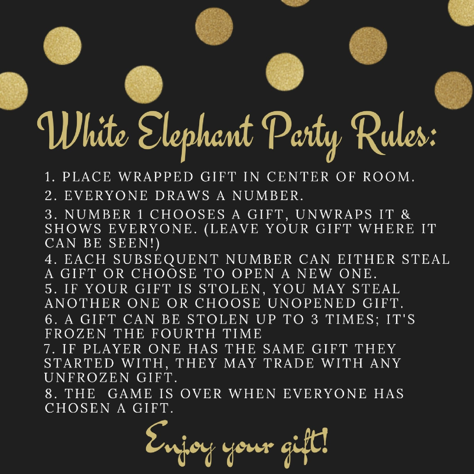 White Elephant Rules Printable