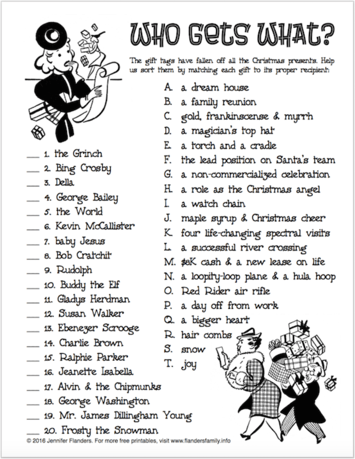 Who Gets What? Christmas Matching Game - Flanders Family Home Life Who Gets What? Christmas Matching Game - Flanders Family Home Life