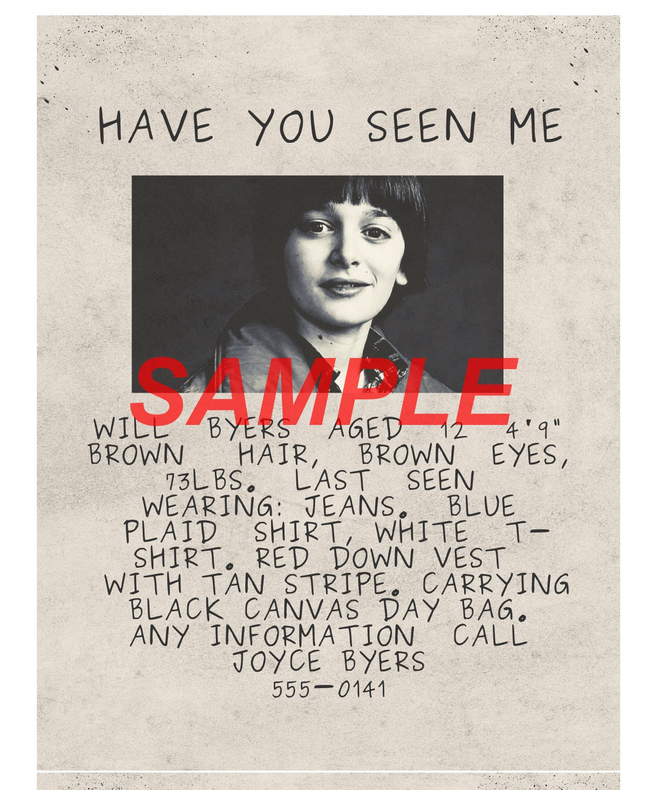 Will Byers Missing Poster - Etsy Norway
