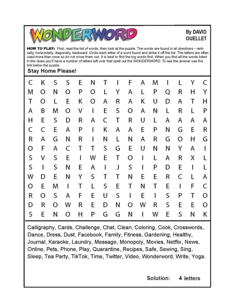 Wonderword Puzzles Printable - Printable Party Favors Wonderword Puzzles Printable - Printable Party Favors