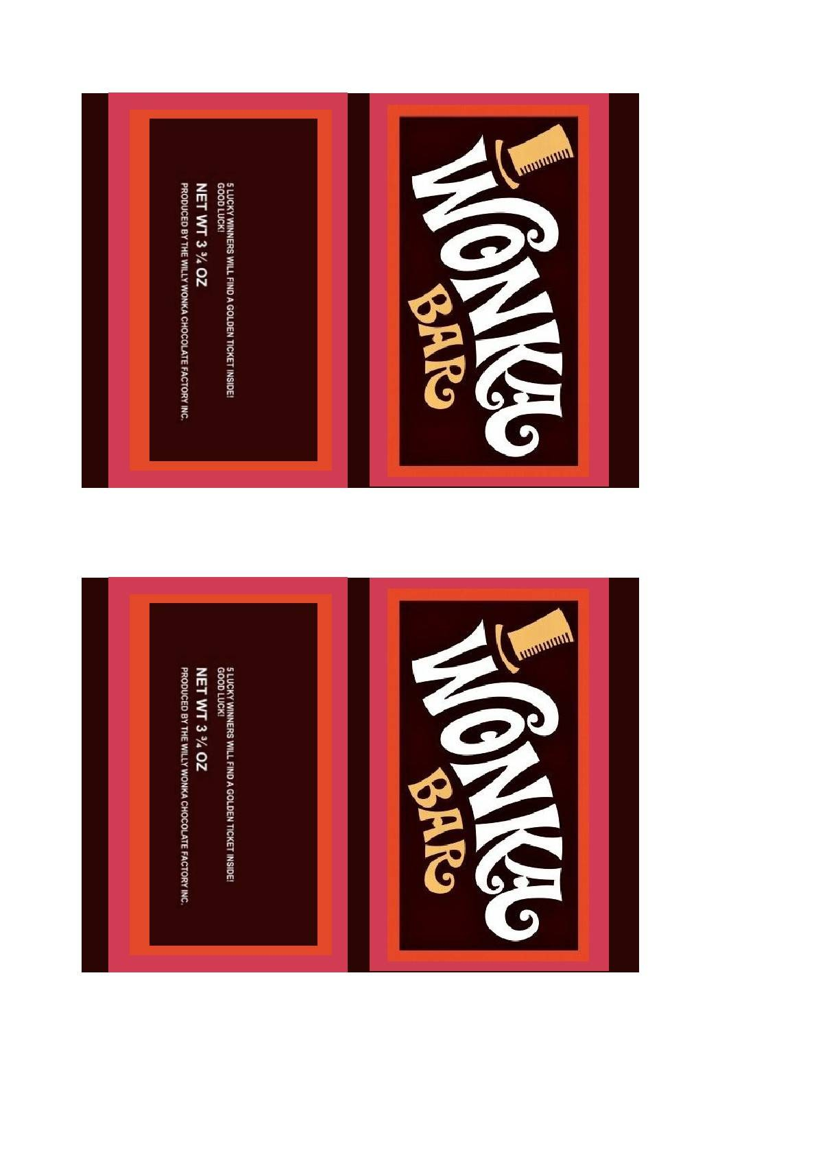 Wonka Bar Wrapper printable- Charlie and the Chocolate Factory