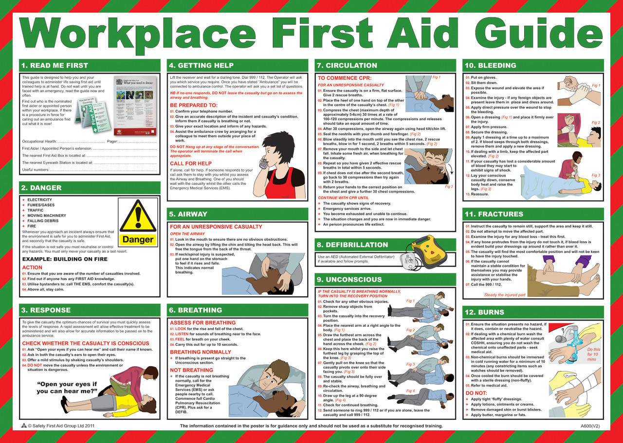 Workplace First Aid Guide Poster  First Aid Posters