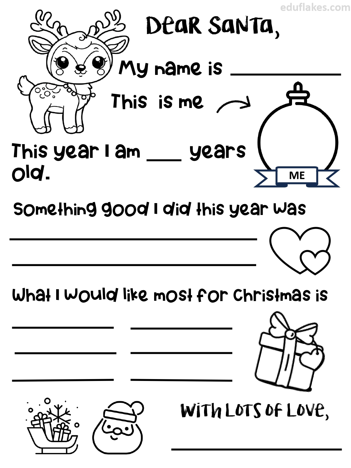 Write To Santa: Free Printable Letter Templates For Kids - Eduflakes Write To Santa: Free Printable Letter Templates For Kids - Eduflakes